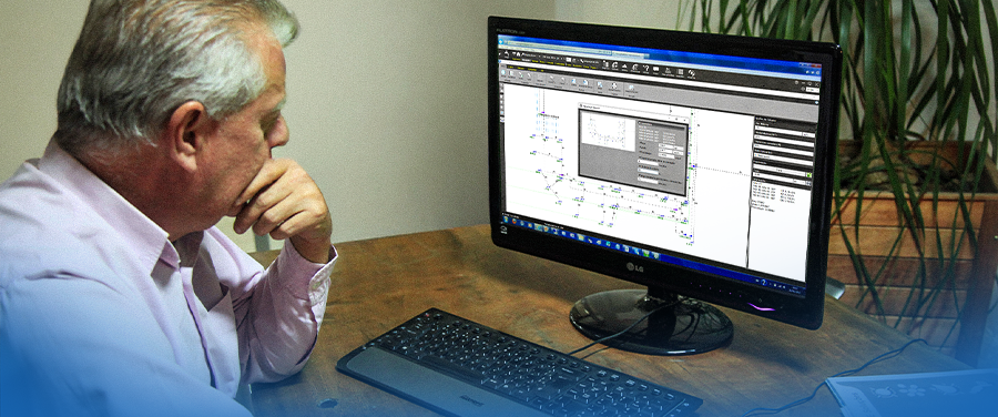 Software para Irrigação - Profissional usando software de dimensionamento hidráulico
